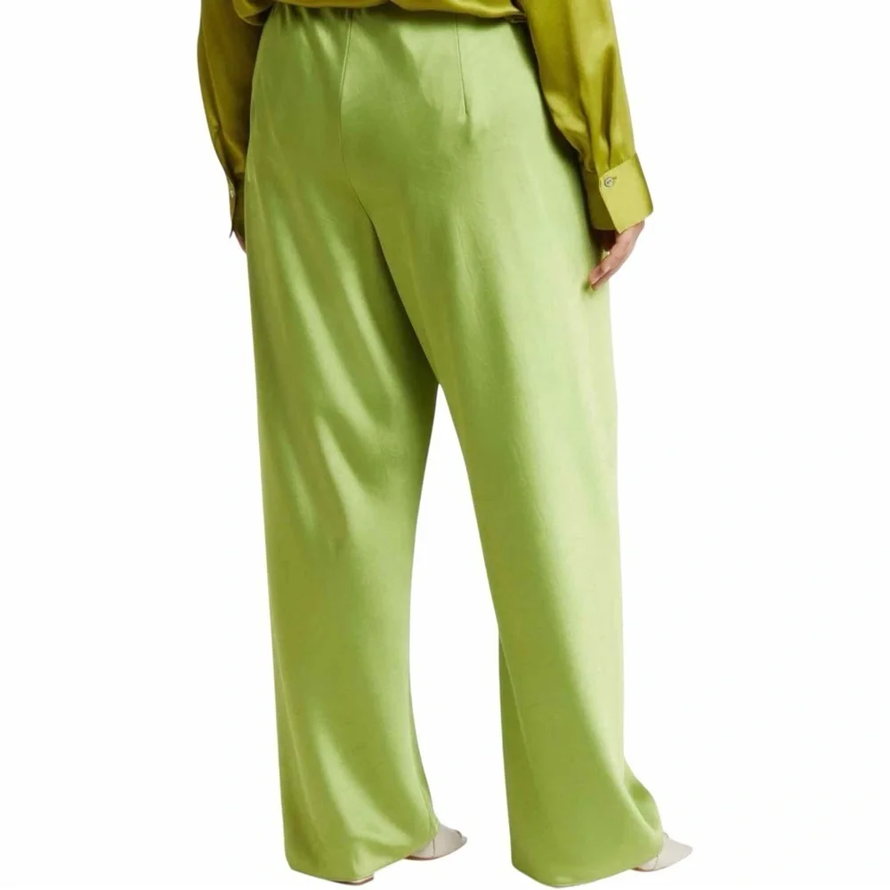 NWT Vince ‘Textured Satin Bias Cut Pant’ in “Cactus” Lime Green Plus Size 1X
